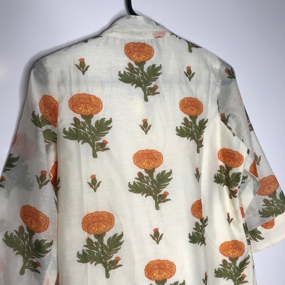 Rangriti floral blouse full button front pleated - Picture 10 of 15